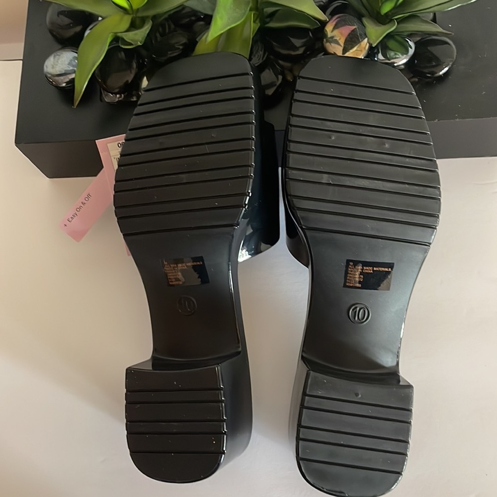 Women’s Black Platform Slides SZ 10 - Picture 4 of 6